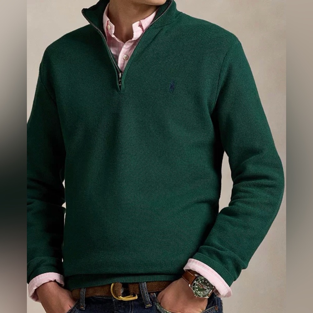 Polo by Ralph Lauren Dark Green Quarter-Zip Sweater